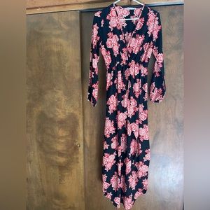 Black and muted red Maxi dress